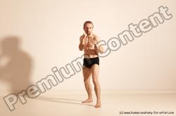 Underwear Martial art Man White Moving poses Slim Short Blond Dynamic poses Academic